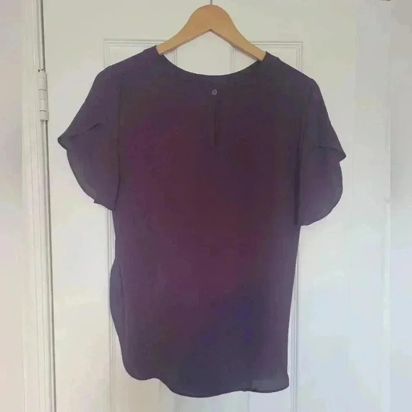 EUC XS Purple Loft Flutter Sleeve Blouse - Picture 2 of 3